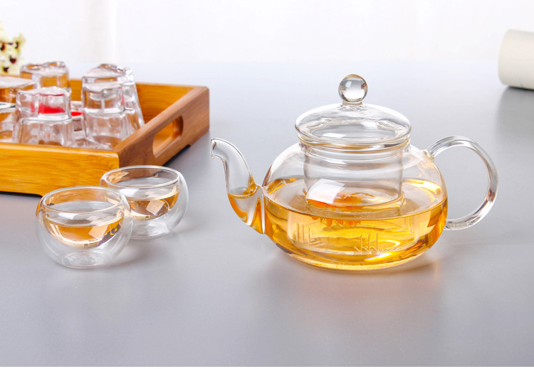 Hochwertige Teekanne aus hitzebeständigem Glas, praktische Flasche, Blumenteetasse, Glasteekanne mit Teeblatt, Kräuterkaffee
